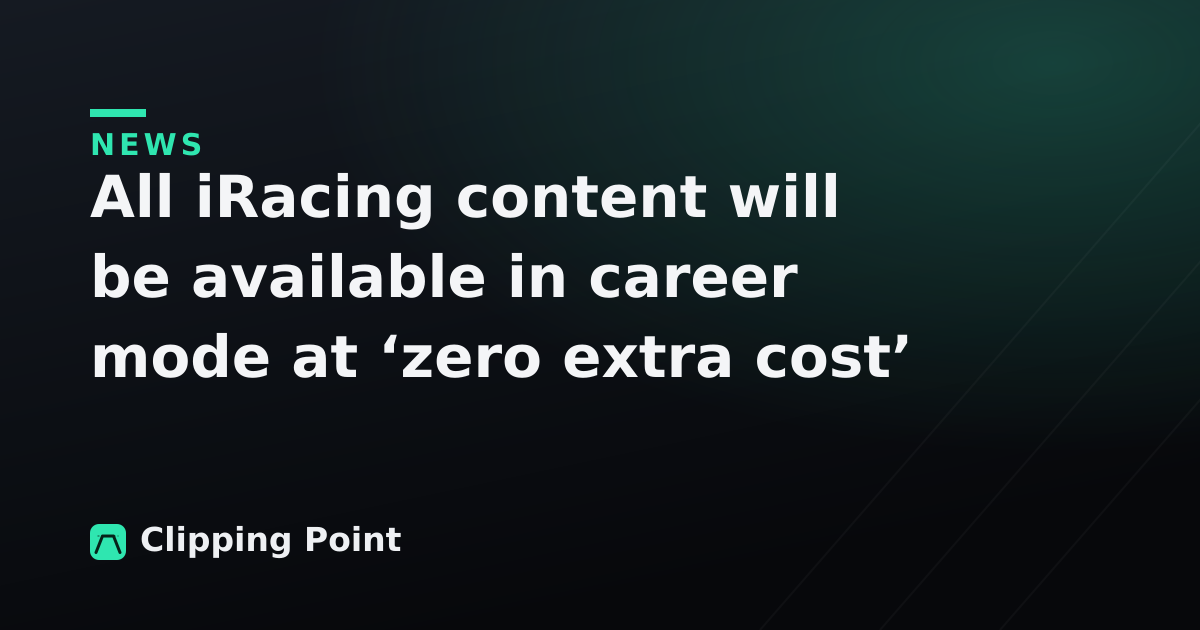 All iRacing content will be available in career mode at ‘zero extra cost’