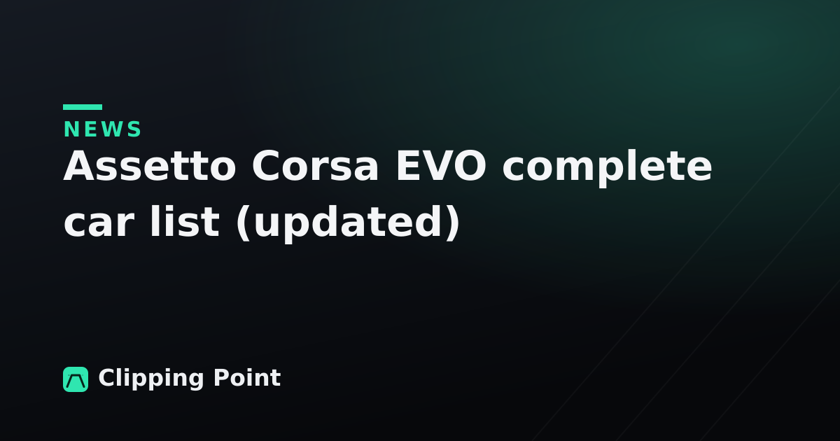 Assetto Corsa EVO complete car list (updated)